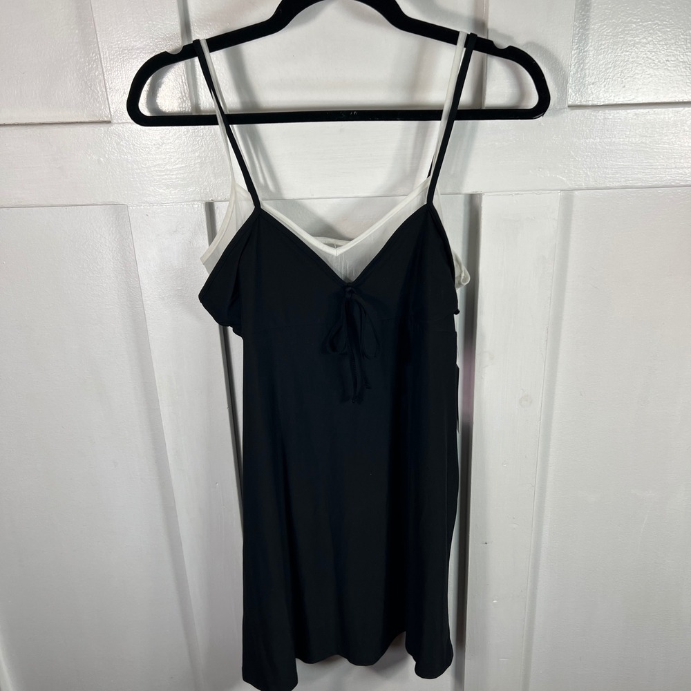 Wild Fable Black White Layered Tie Front Mini Dress Medium WF18 50A01-0199